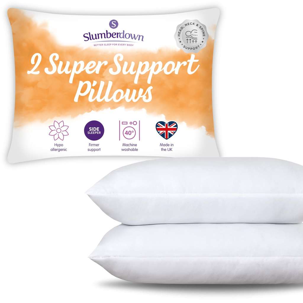 Slumberdown Pillows 2 Pack - Super Support Firm Side Sleeper Bed Pillows with voucher. Sold & dispatched by Sleep Seeker