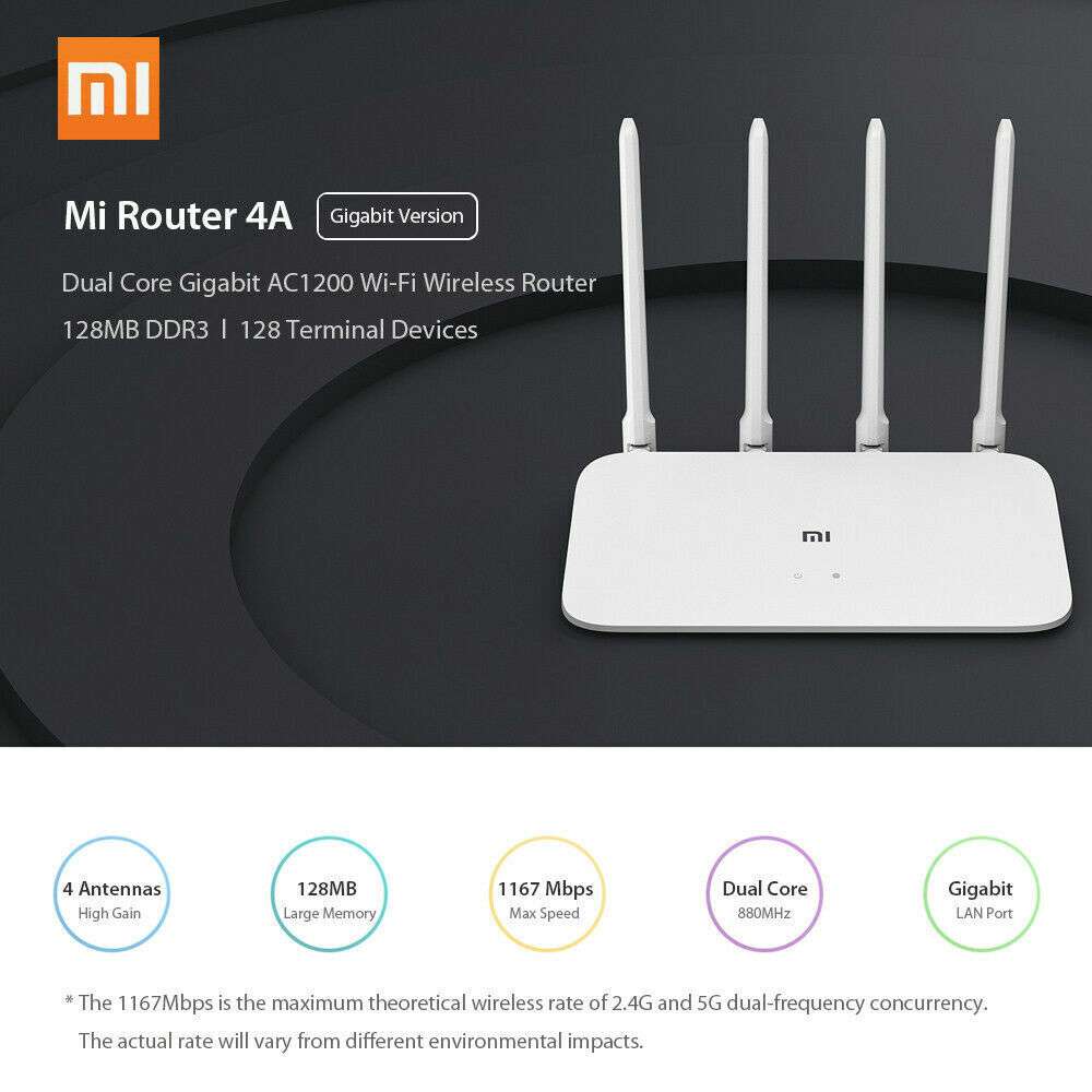 Mi Router 4A Gigabit Edition Dual Band AC1200 WiFi Router