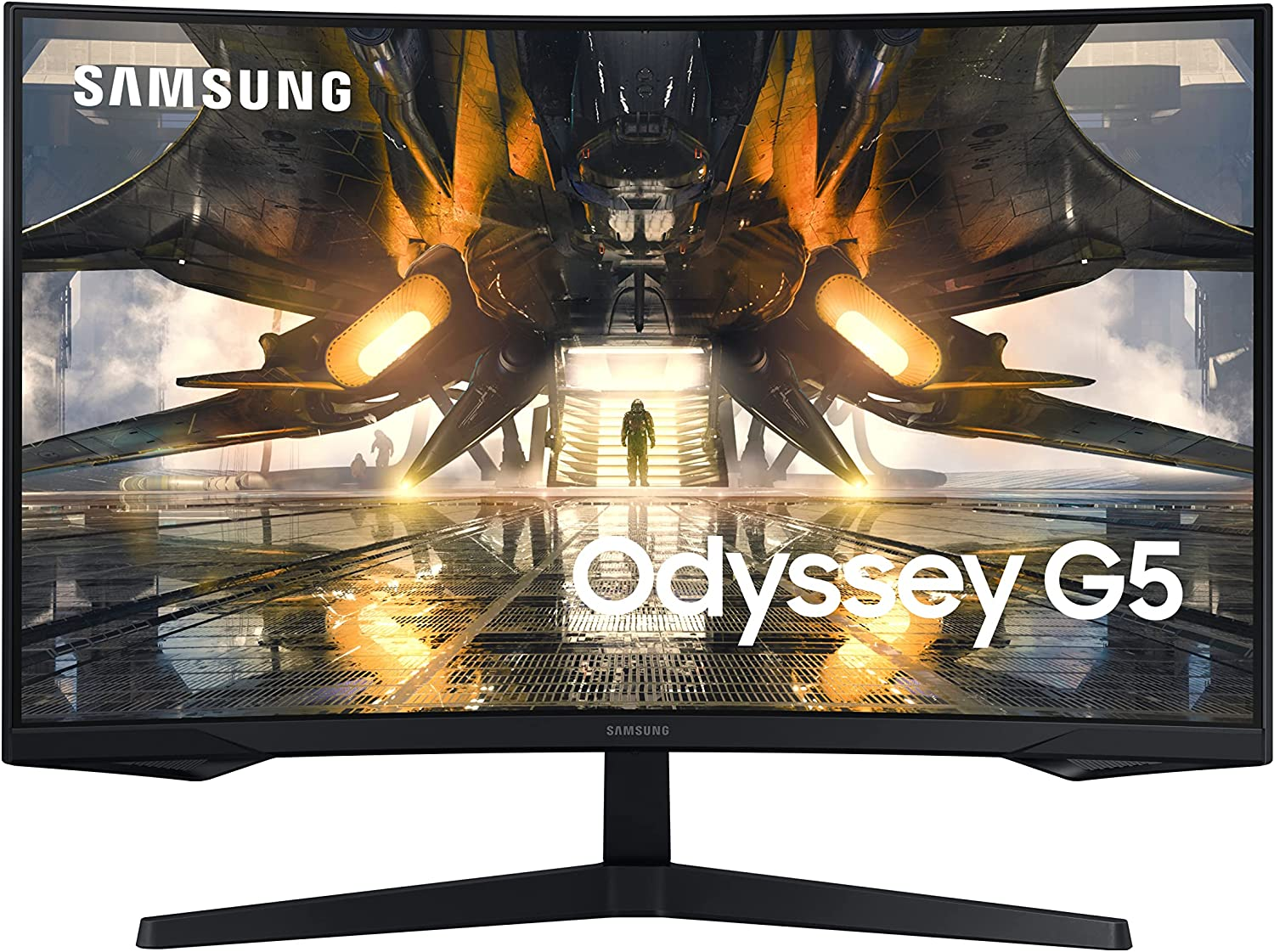 SAMSUNG 32" Odyssey G55A QHD 165Hz 1ms FreeSync Curved Gaming Monitor with HDR 10, Futuristic Design for Any Desktop (LS32AG550ENXZA)